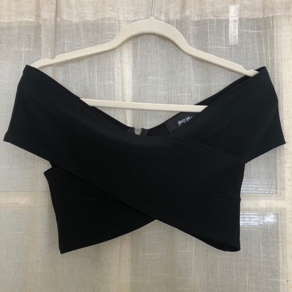 Nasty gal black off the shoulder crop top